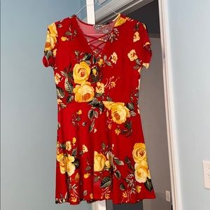 Red floral dress